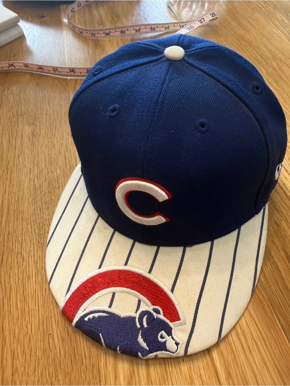 Vintage Cubs Navy and White Pinstripe hat size 7 1/8
